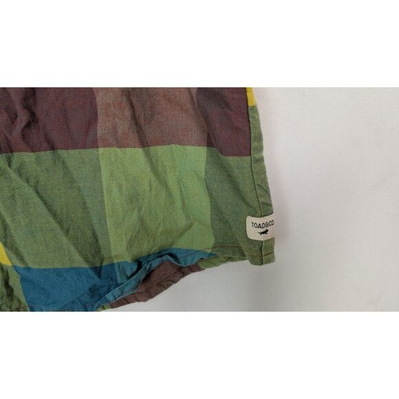 Toad & Co sz M Funday Tie Shirt Dress Organic Cotton Multicolor Checkered Plaid - Picture 8 of 14